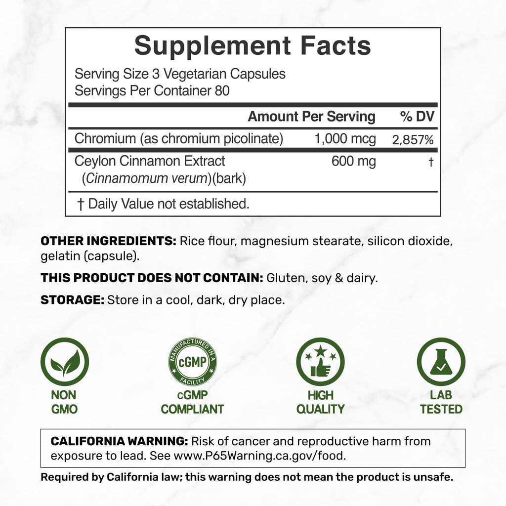 DEAL SUPPLEMENT Ceylon Cinnamon with Chromium - 240 Capsules - image 2