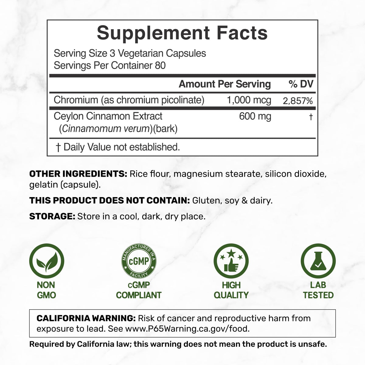 DEAL SUPPLEMENT Ceylon Cinnamon with Chromium - 240 Capsules - image 2