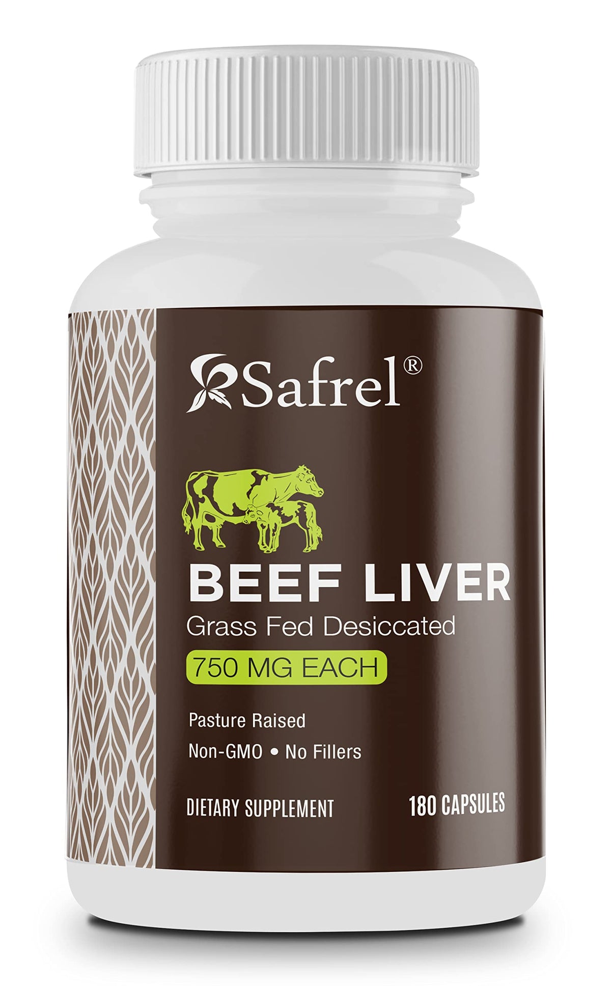 Safrel Grass Fed Desiccated Beef Liver Capsules - 180 Count