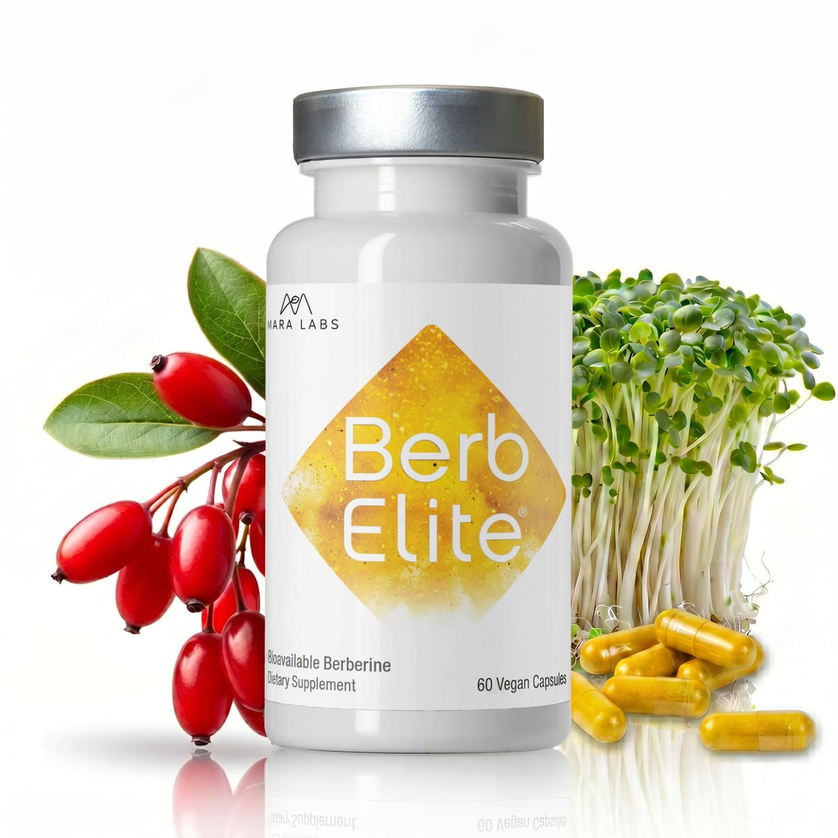BrocElite BerbElite Berberine HCL with Broccoli Seed Complex - 60 Capsules