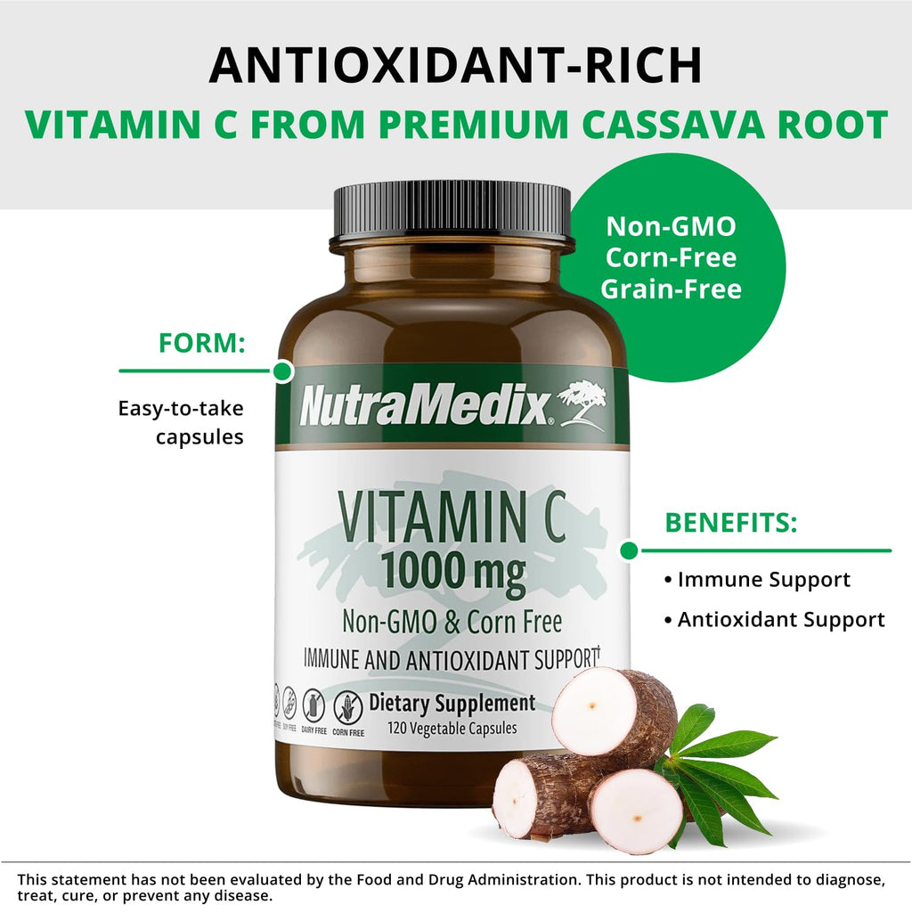 NutraMedix Corn-Free Vitamin C 1000 mg - 120 Vegetable Capsules - image 3