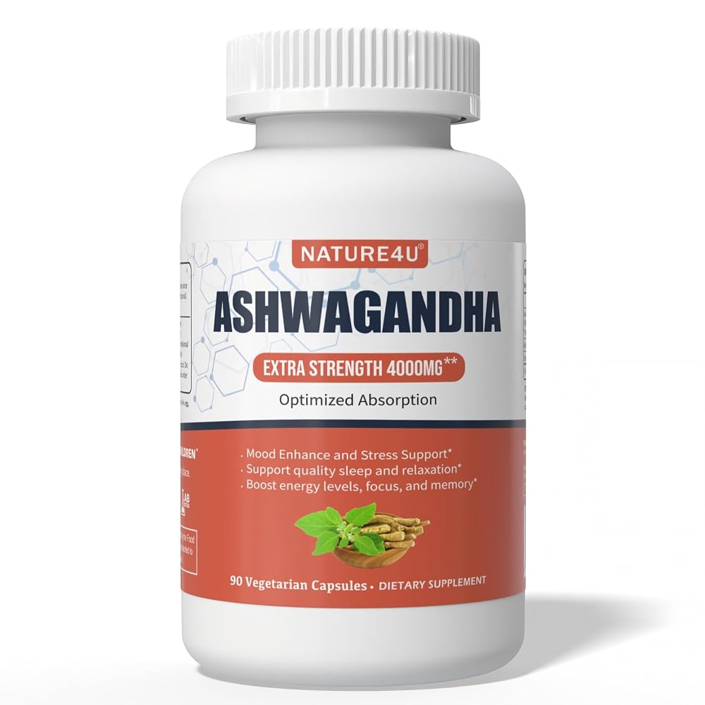 Nature4U Ashwagandha 4000mg Extra Strength - 90 Vegan Capsules