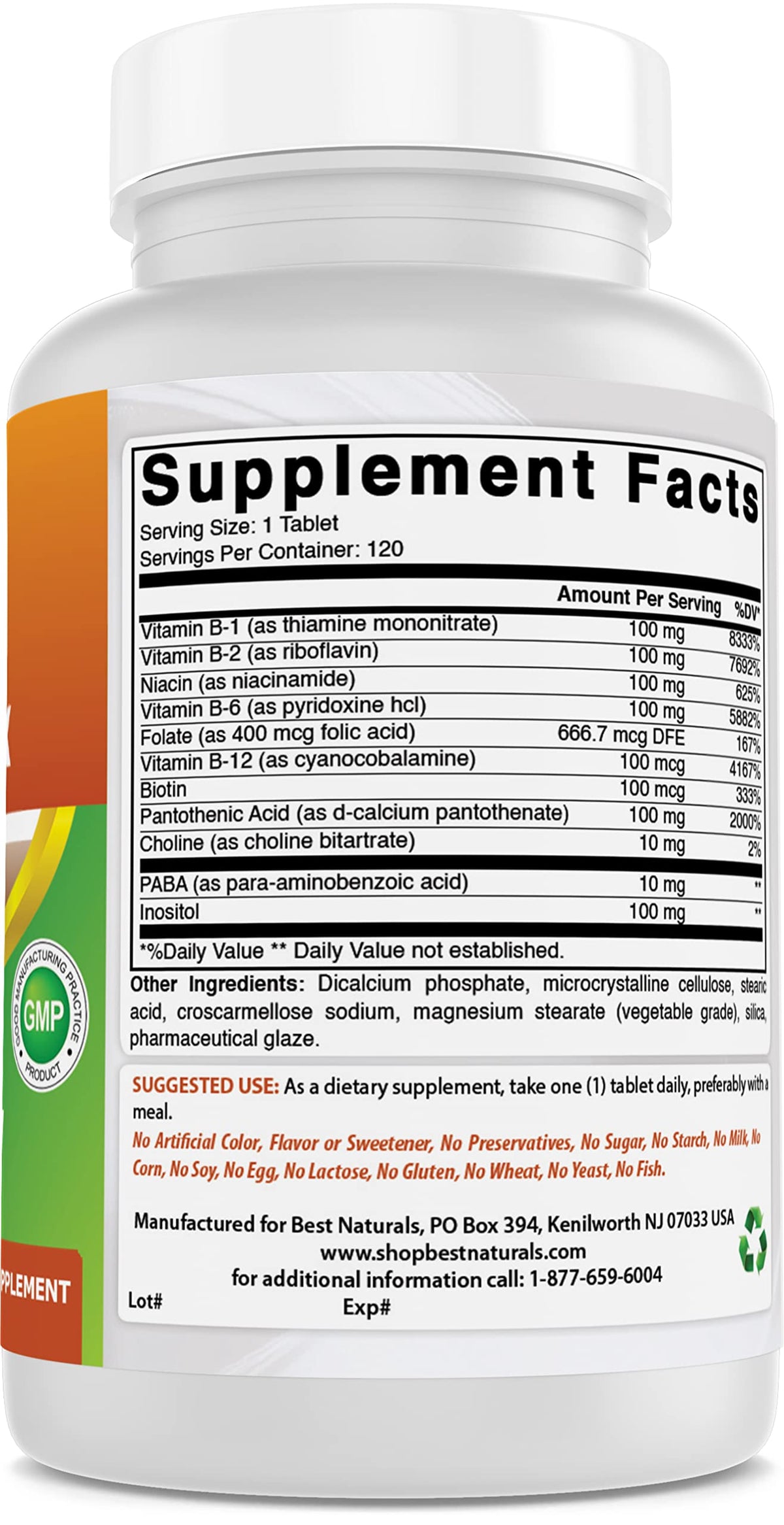 Best Naturals B-100 Complex 120 Tablets (Time Released)