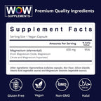 WOW Supplements Magnesium 400 mg Complex - 180 Capsules - image 2
