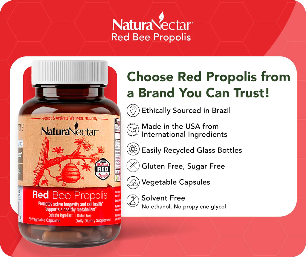 NaturaNectar Red Bee Propolis - 60 Vegetarian Capsules - image 3