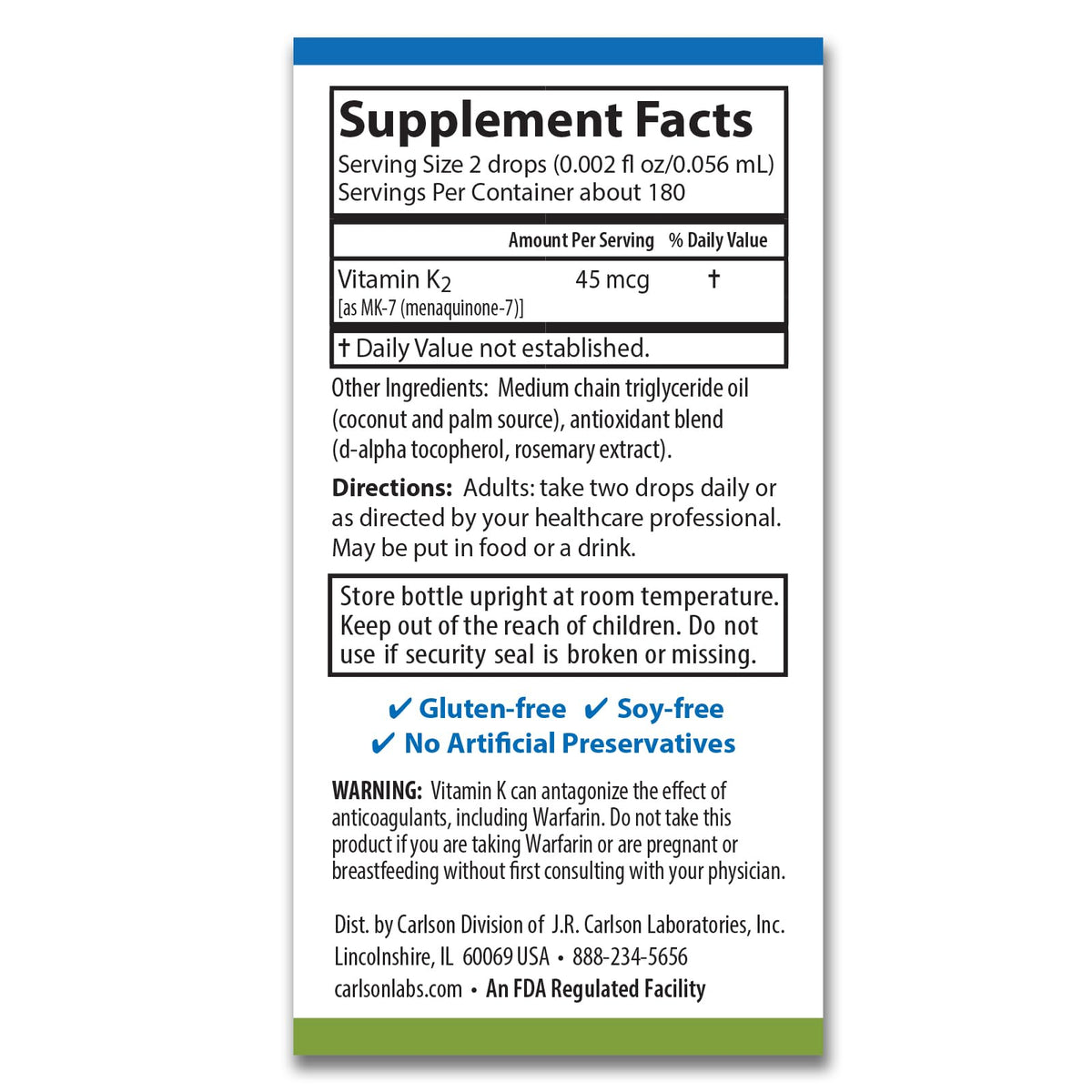 Carlson Super Daily K2 45 mcg Liquid Vitamin K - 360 Drops - image 3