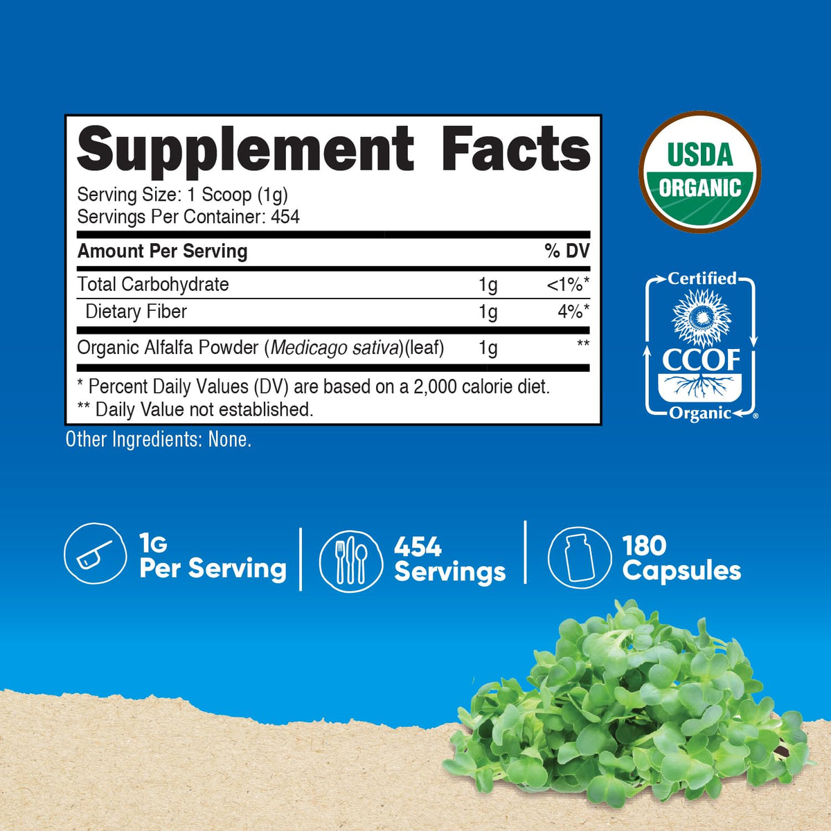 Nutricost Organic Alfalfa Powder - 1 LB - image 2