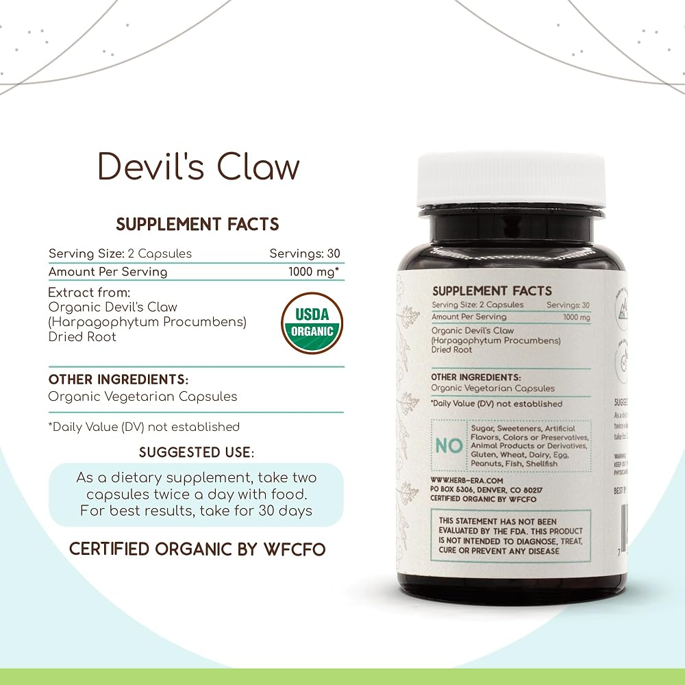 HerbEra Devil's Claw USDA Organic Capsules