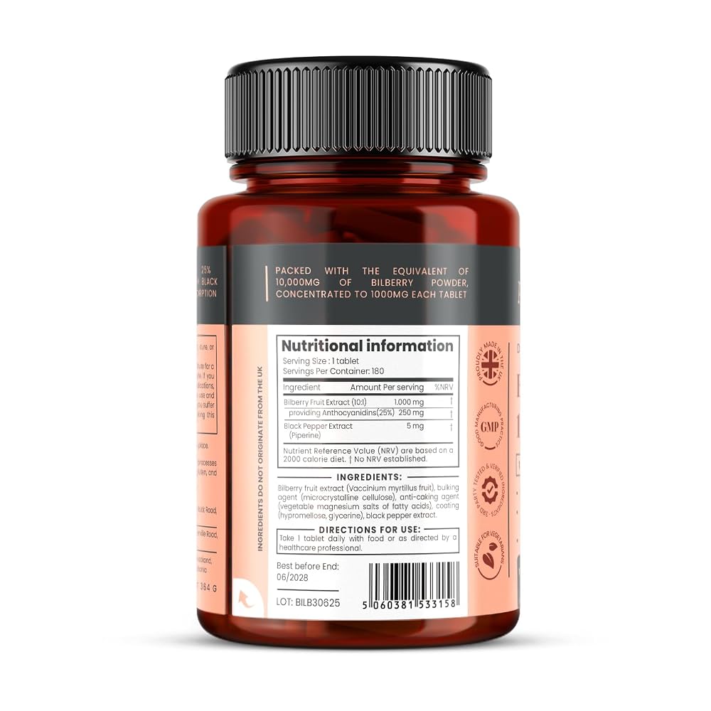 pureclinica Bilberry Extract 1000mg High Strength - 180 Tablets - image 9