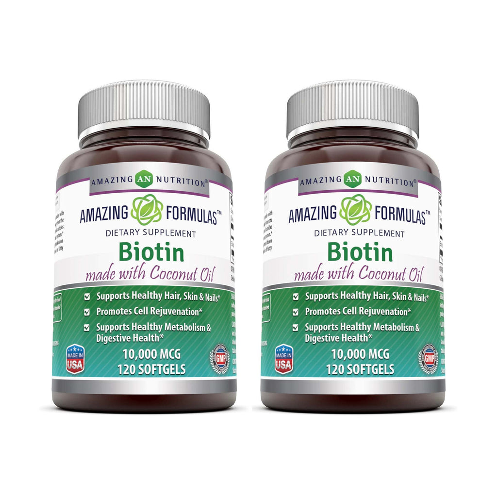 Amazing Nutrition Biotin 10000 Mcg with Coconut Oil - 120 Softgels