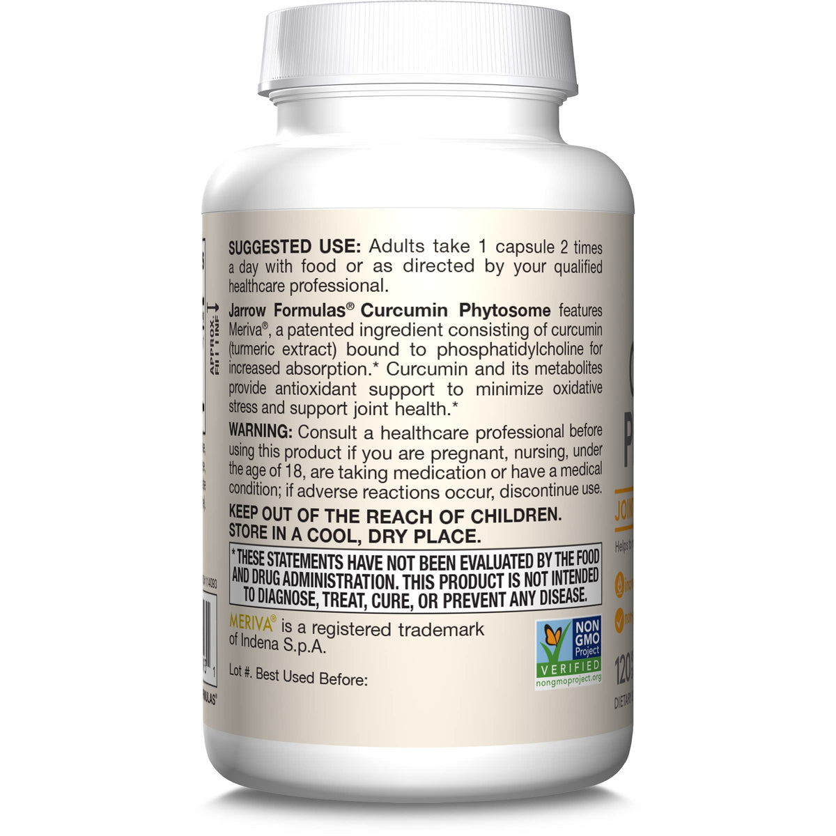 Jarrow Formulas Curcumin Phytosome 500 mg Joint Support - 120 Capsules - image 10