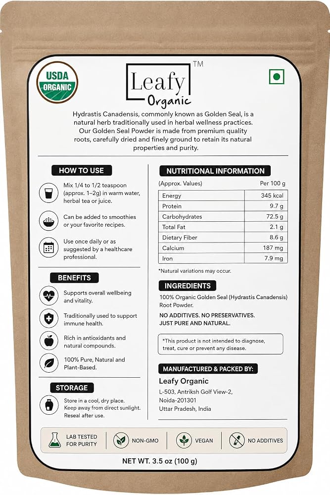 Leafy Organic Goldenseal Root Powder - 3.5 oz - image 2