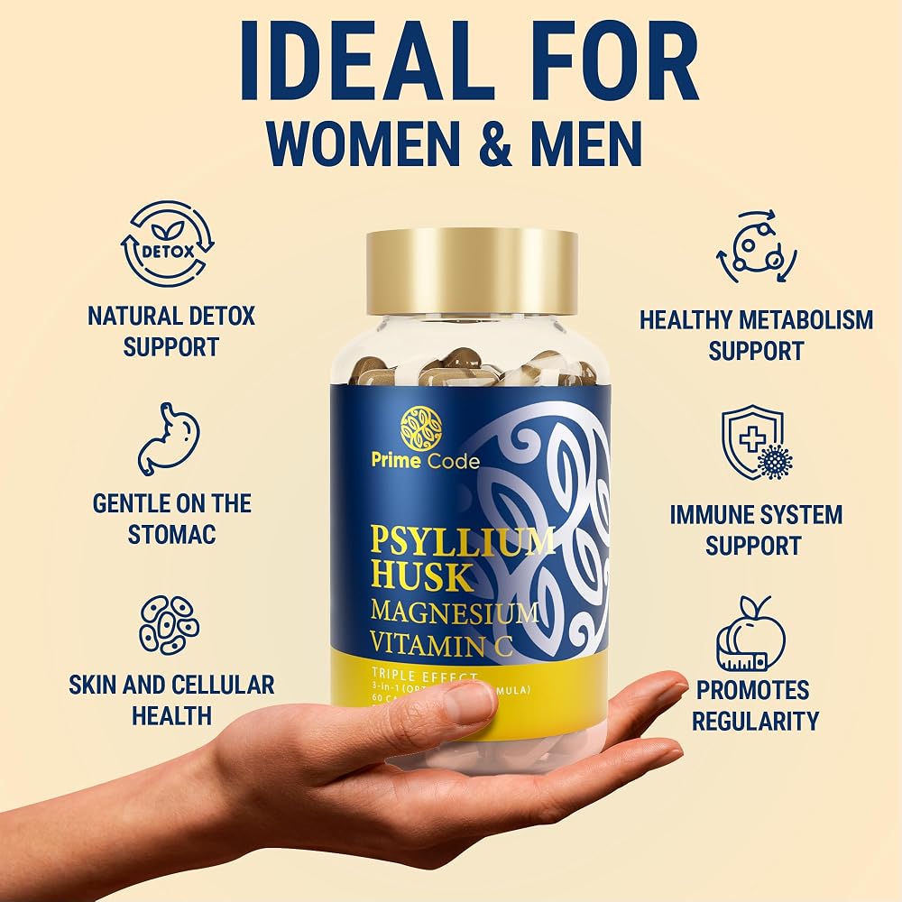Prime Code Psyllium Husk Capsules with Magnesium & Vitamin C - 60 Capsules - image 5