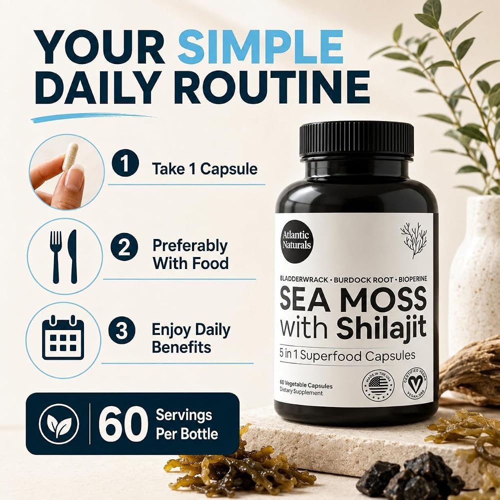 Atlantic Naturals Irish Sea Moss & Shilajit Capsules - 60 Count - image 5