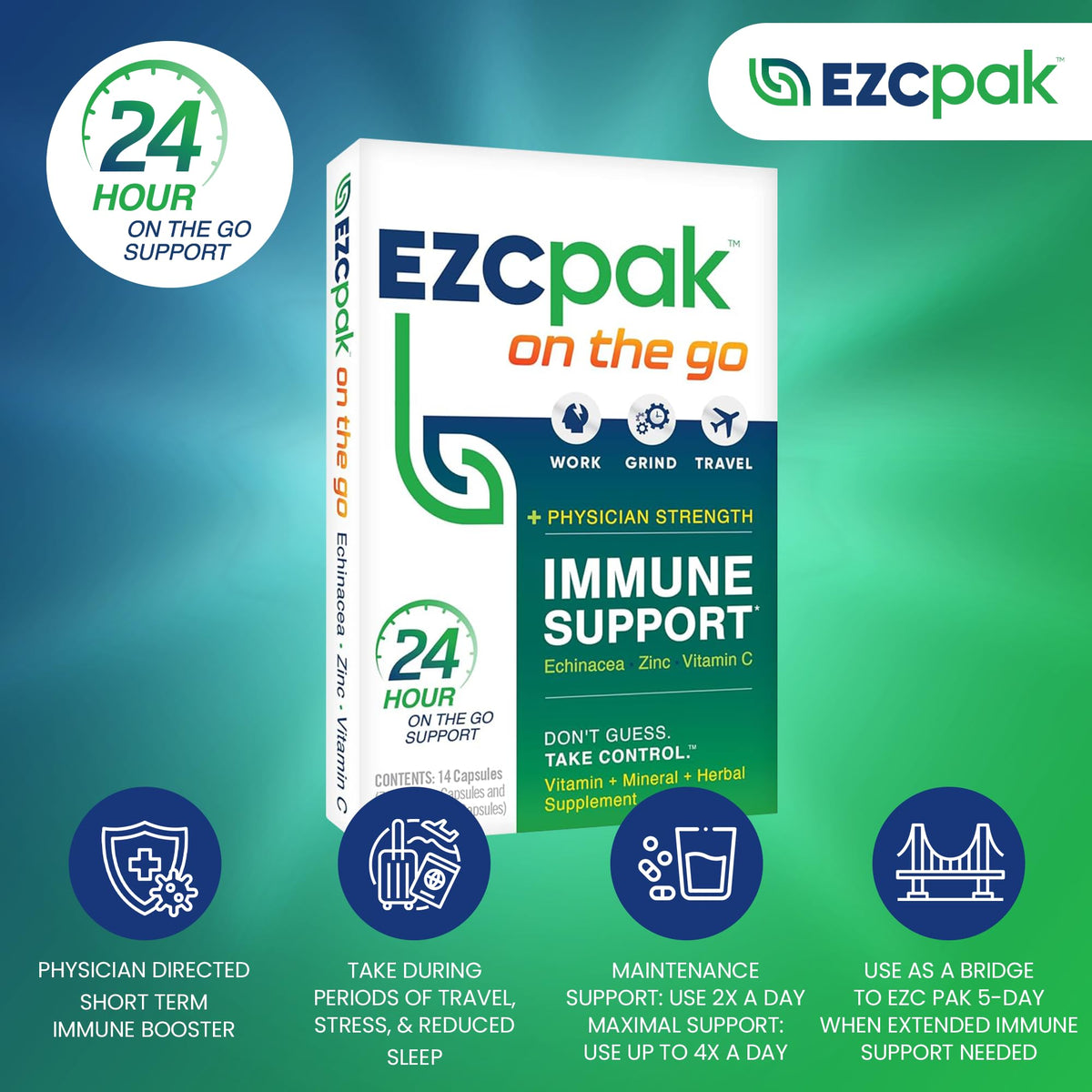 EZC Pak On The Go Immune System Booster with Echinacea