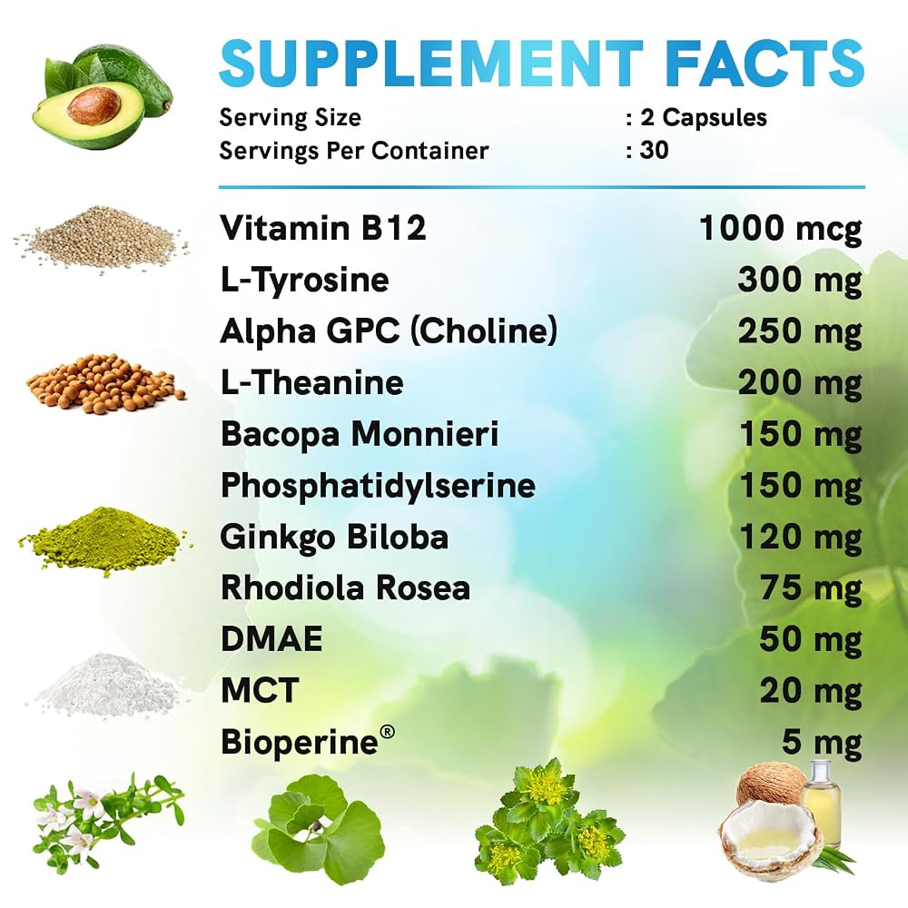 MedChoice 11-in-1 Nootropic Brain Supplement Non-Caffeinated - 240 Capsules - image 4