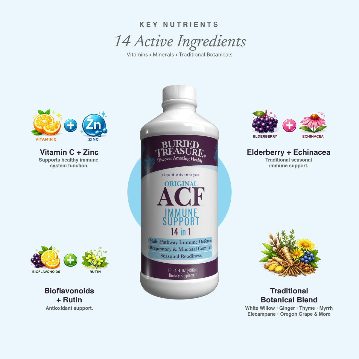 Buried Treasure ACF Immune Support Liquid - 16 oz - image 4
