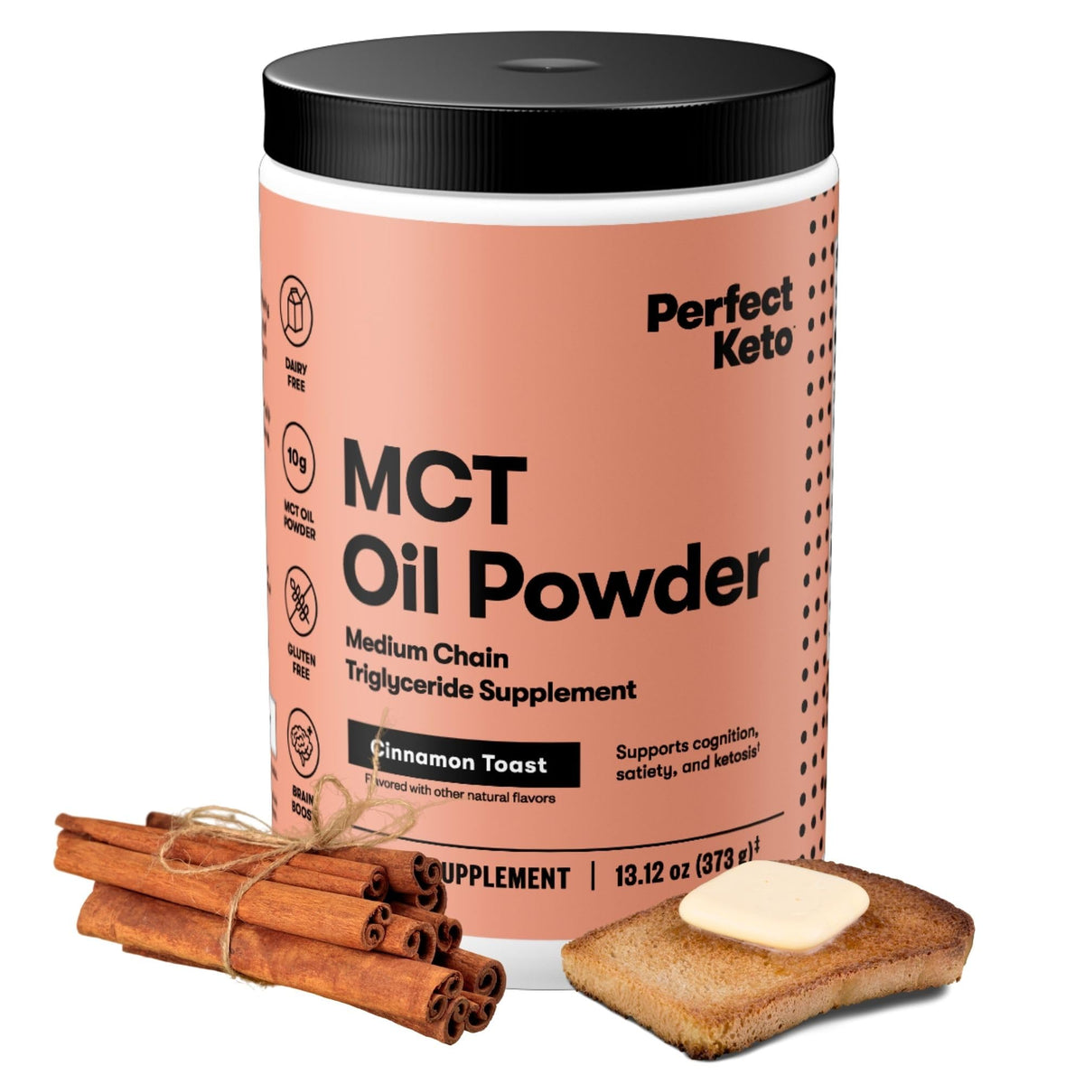 Perfect Keto MCT Oil Supplement Powder, Cinnamon Toast - 30 Servings
