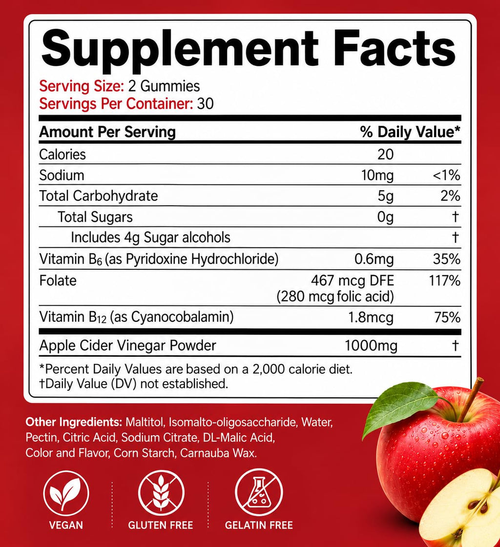 ProTKFU Apple Cider Vinegar Gummies 1000mg - 120 Count - image 2