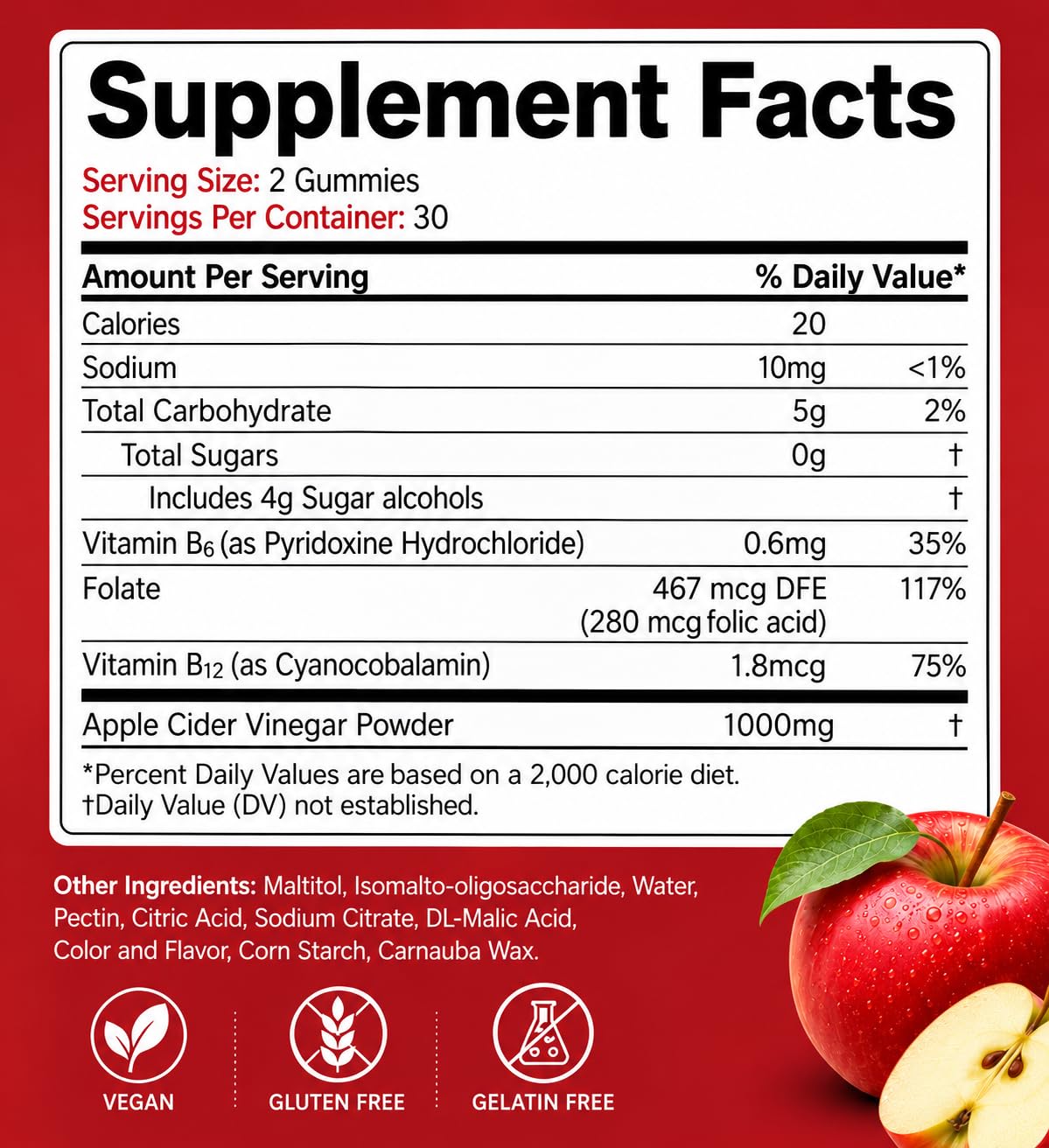 ProTKFU Apple Cider Vinegar Gummies 1000mg - 120 Count - image 2