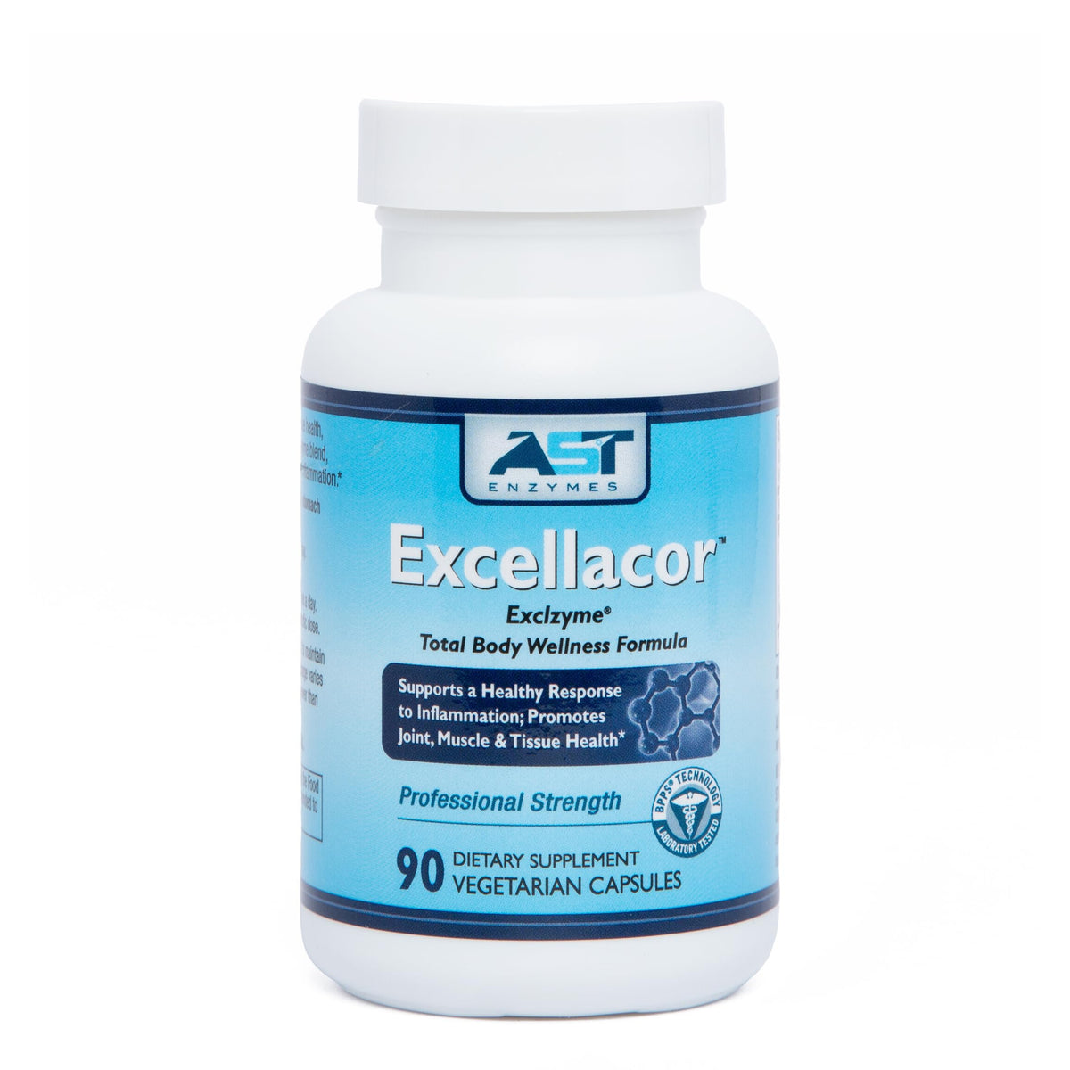 AST Enzymes Excellacor-90 Systemic Enzyme Supplement - 90 Vegetarian Capsules