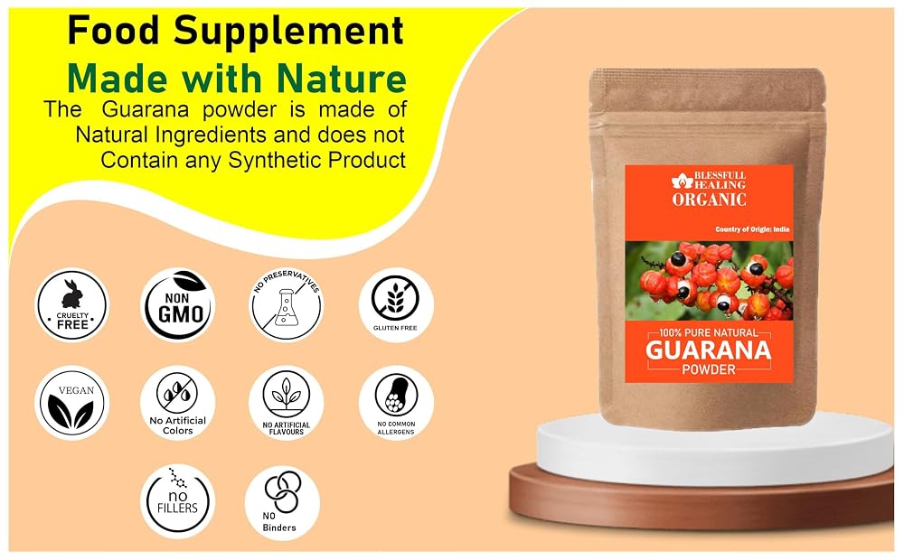 Blessfull Healing Organic Guarana Powder 100% Pure Natural 200 Gram /