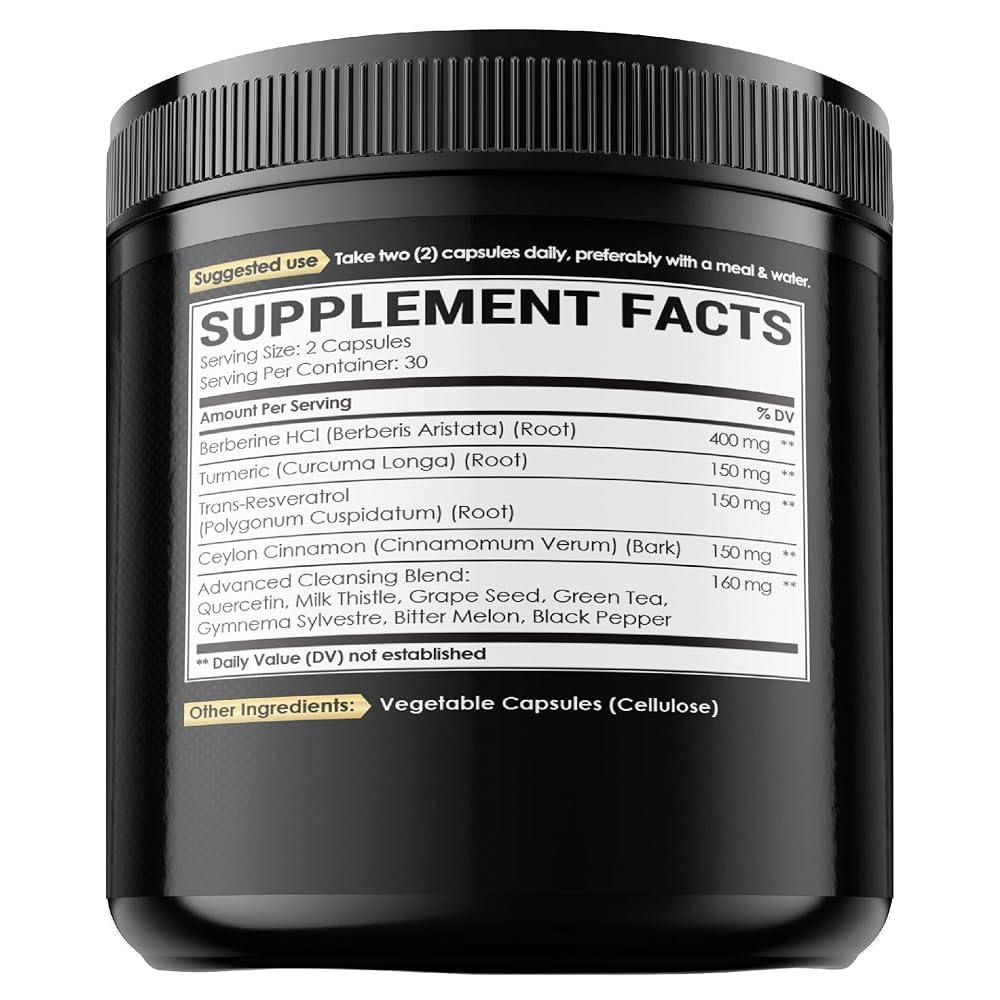 NUQIIT Berberine Supplement with Turmeric & Resveratrol - 60 Capsules - image 7