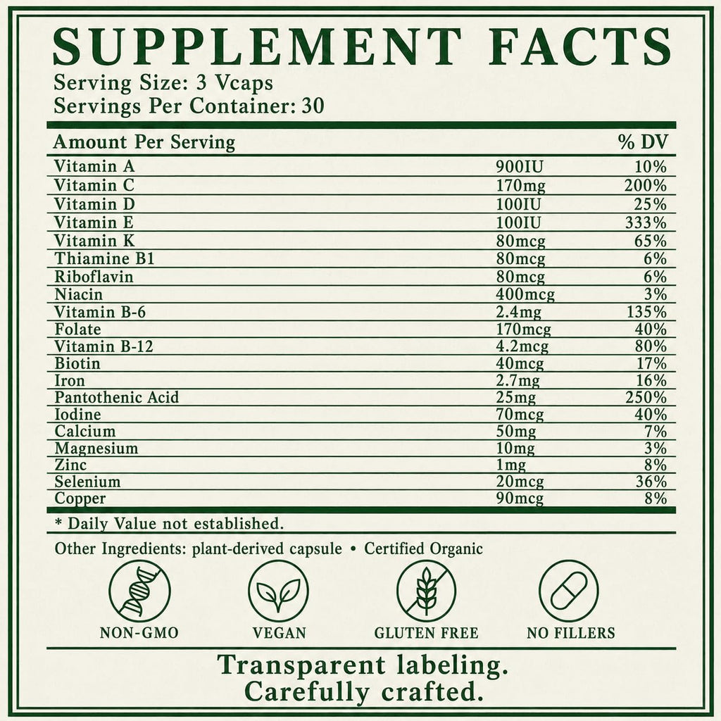 Green Organic Supplements Green Power Multivitamin - 90 Vegetarian Capsules - image 3