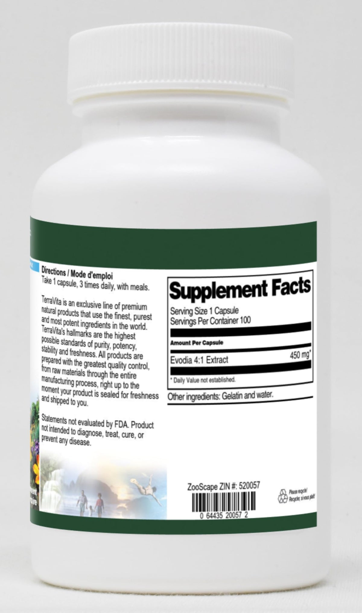 Terravita Evodia 4:1 Extract 450 mg - 100 Capsules - image 2