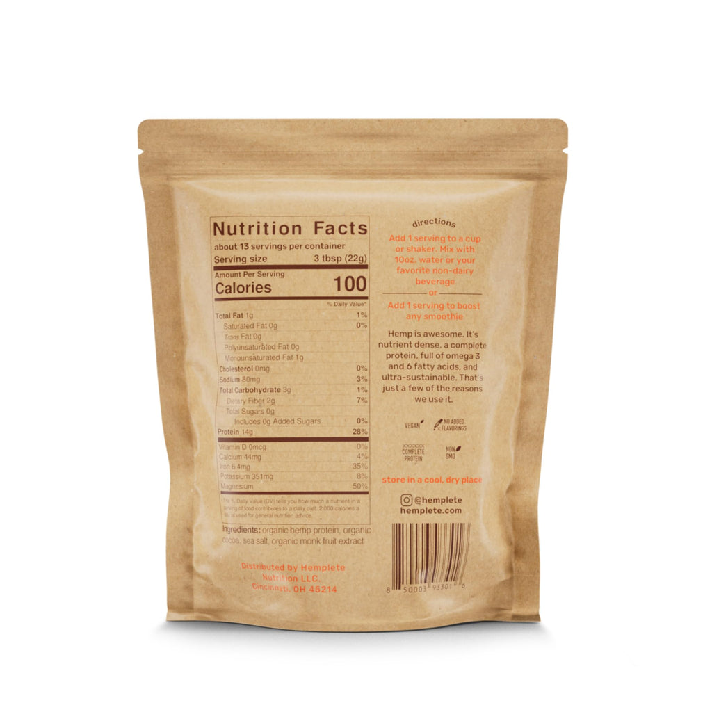 hemplete Hemp Vegan Protein Powder Chocolate - 10 Ounces - image 8