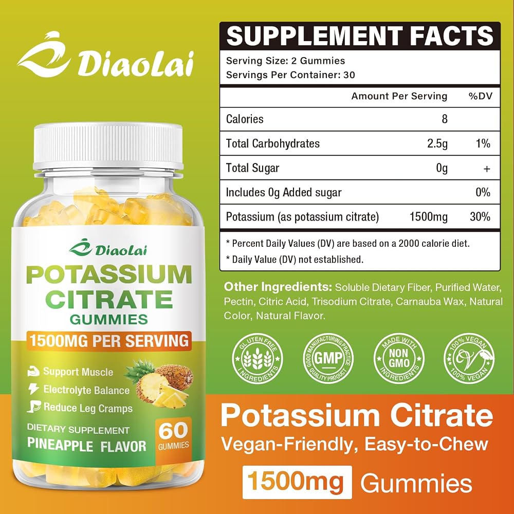 DIAOLAI Potassium Citrate 1200mg Gummies