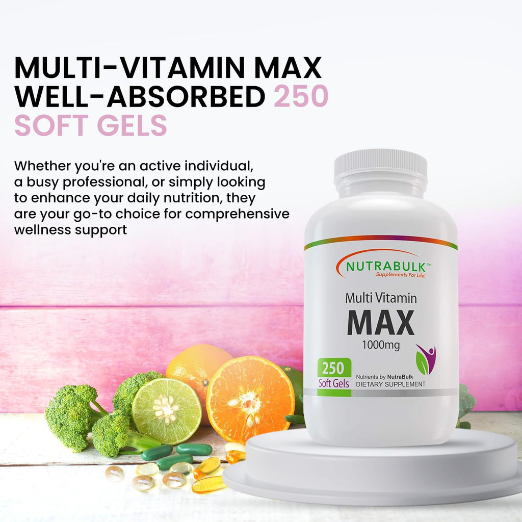 NutraBulk Multi-Vitamin MAX Well Absorbed Softgels - 250 Softgels - image 4