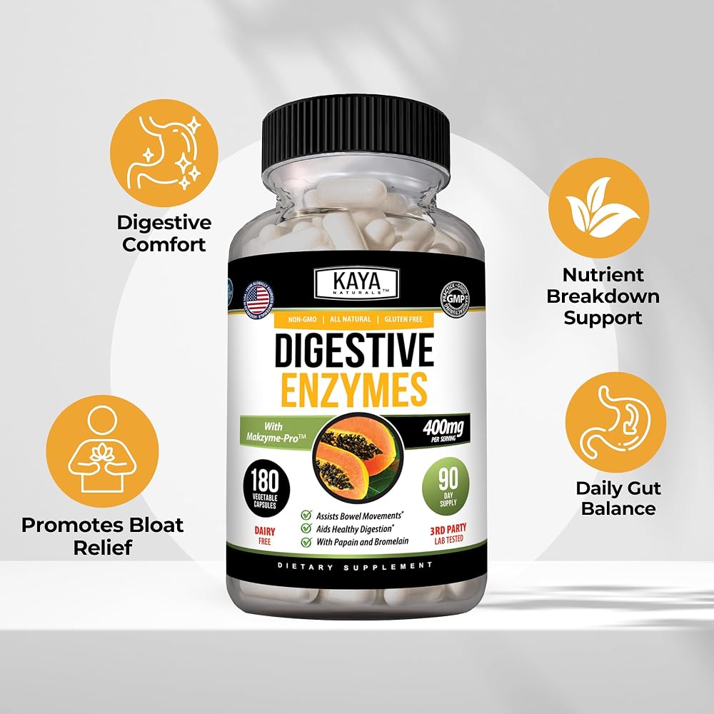 Kaya Naturals Digestive Enzymes with Probiotics - 180 Capsules - image 4