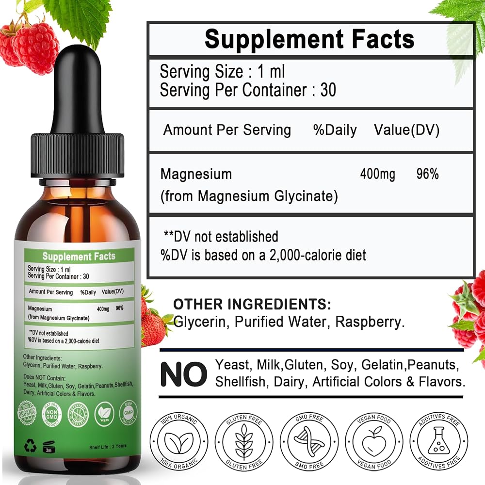 Vita letuo Magnesium Glycinate Liquid Drops 400mg - 30 Servings - image 4
