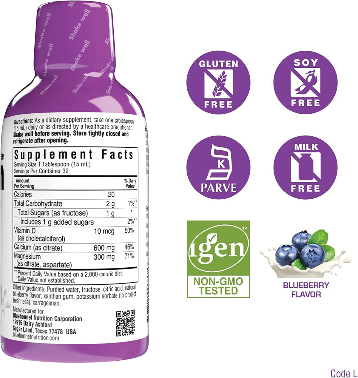 BlueBonnet Liquid Calcium Citrate Magnesium Citrate Vitamin D3 - 48 Fl Oz - image 2