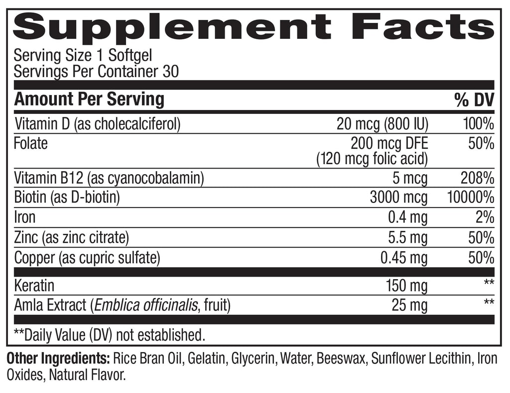 OLLY Ultra Strength Hair Softgels with Biotin & Keratin - 30 Softgels - image 6