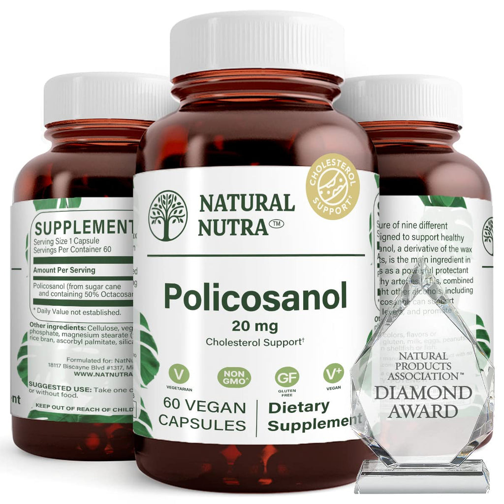 Natural Nutra Policosanol 20mg with Octacosanol - 60 Vegan Capsules