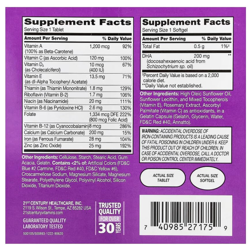 21st Century Prenatal Multivitamin + DHA - 120 Count - image 3