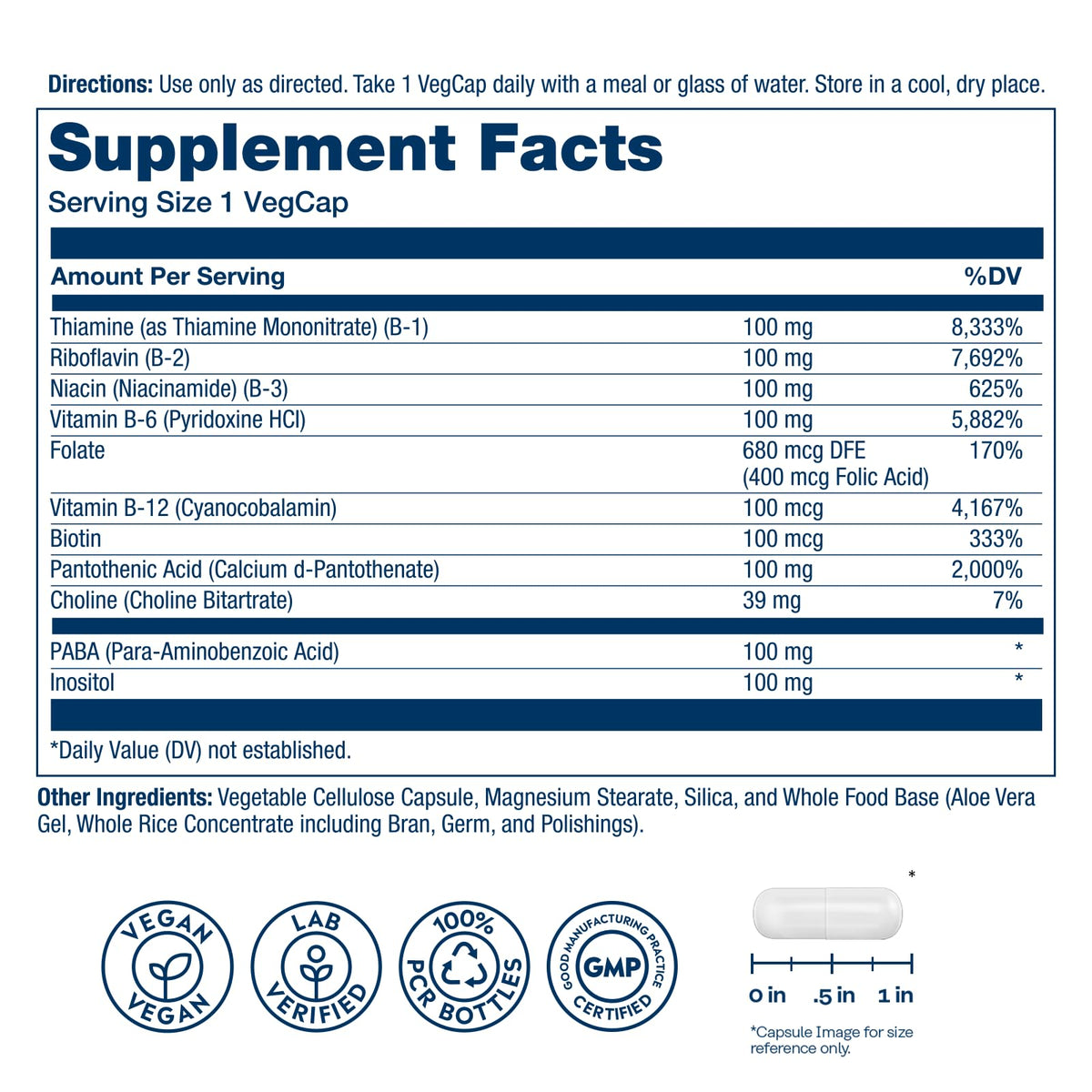 SOLARAY Vitamin B Complex 100 mg - 275 Vegetarian Capsules - image 2
