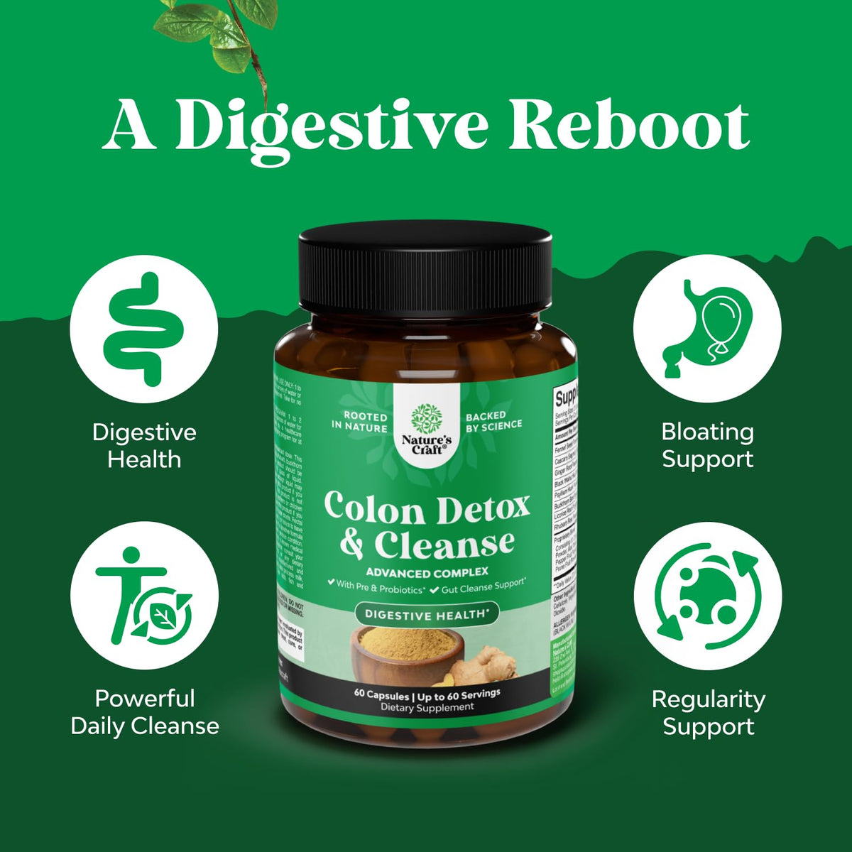 Natures Craft Colon Cleanse Detox Gut Cleanse Capsules - 60 Count - image 2