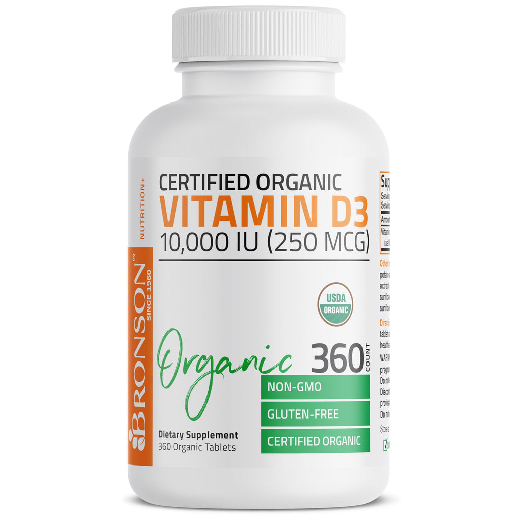 Bronson Vitamin D3 10,000 IU USDA Organic - 360 Tablets - image 4