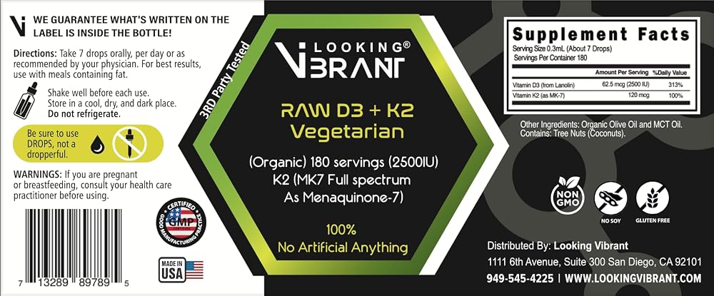 LOOKINGVIBRANT Vitamin D3 + K2 Liquid Drops - 180 Servings - image 8