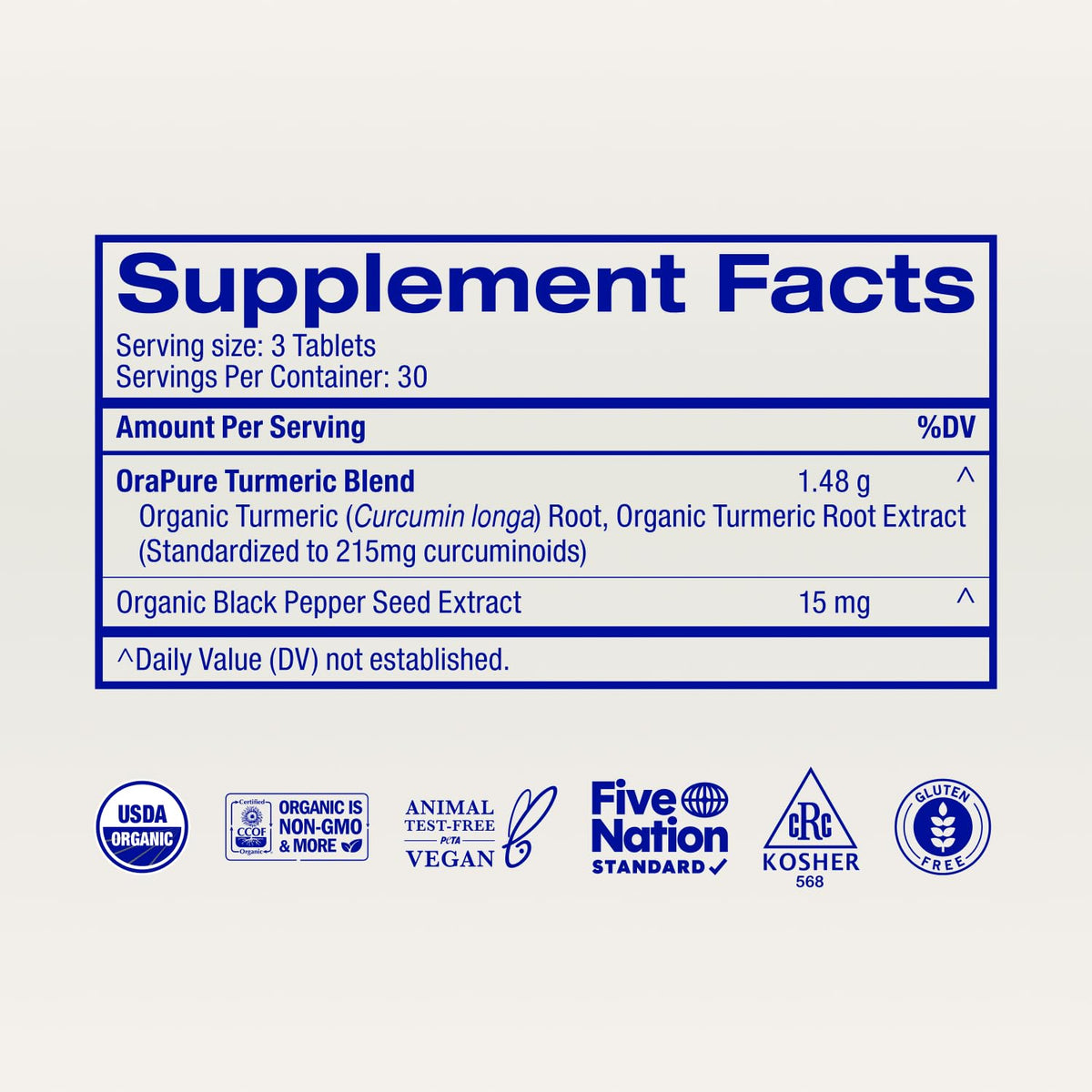 Ora Organic Turmeric Curcumin with Piperine - 90 Vegan Tablets - image 7