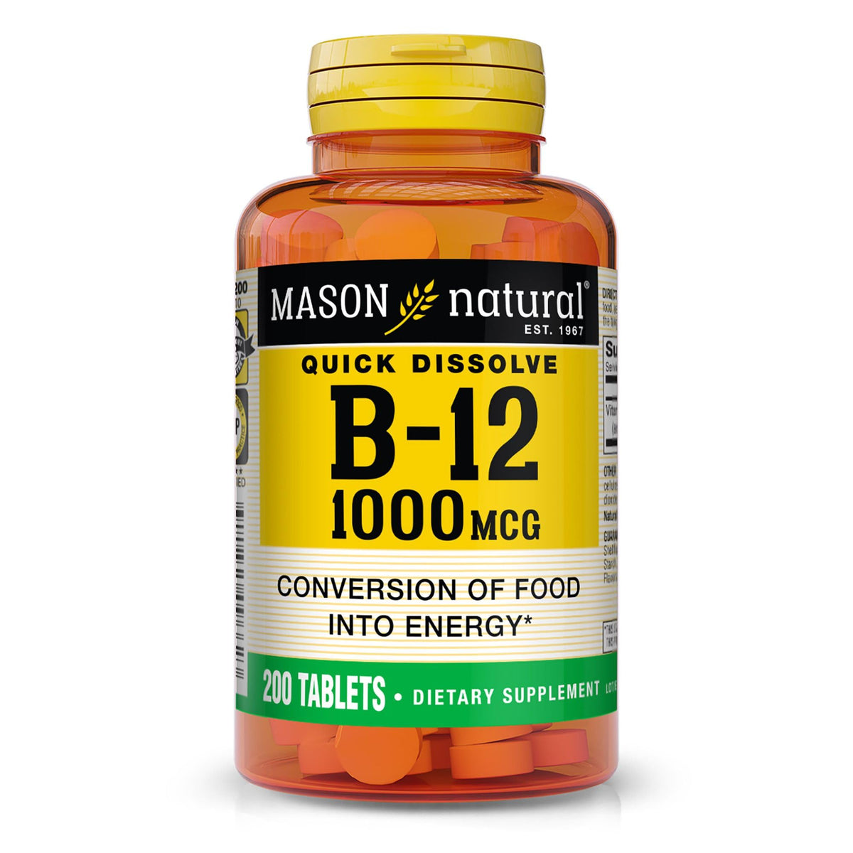 MASON NATURAL Vitamin B-12 1000 mcg Quick Dissolve Tablets - 200 Count
