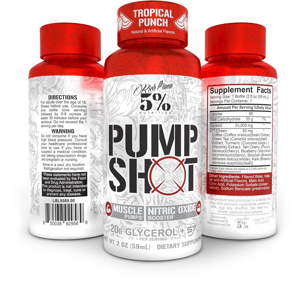 5% Nutrition Pump Shot Liquid Glycerol + S7 Supplement - 12 Pack - image 2