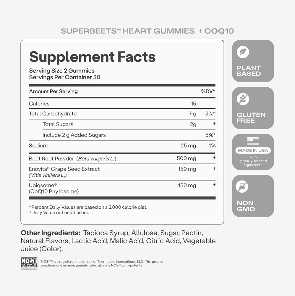 HumanN SuperBeets 3-in-1 Heart Gummies - 3X Absorption CoQ10 - Plus