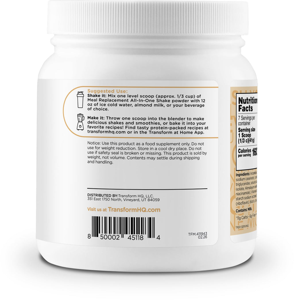 TransformHQ Meal Replacement Shake Powder 7 Servings (Peach Milkshake