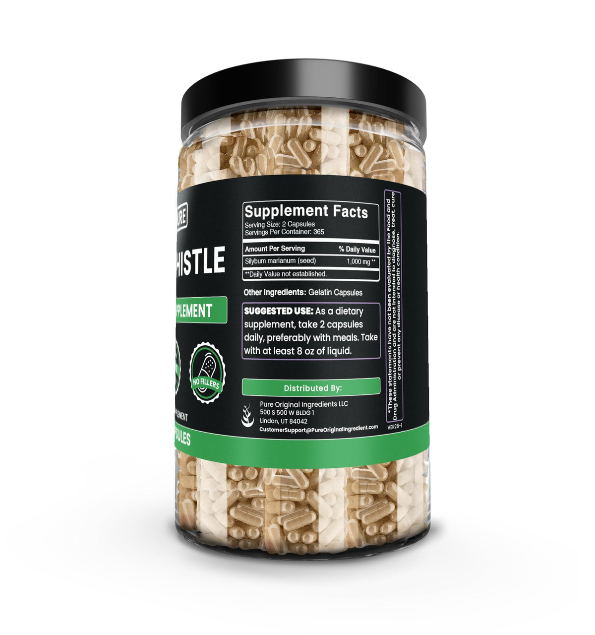 PURE ORIGINAL INGREDIENTS Milk Thistle No Magnesium Or Rice Fillers