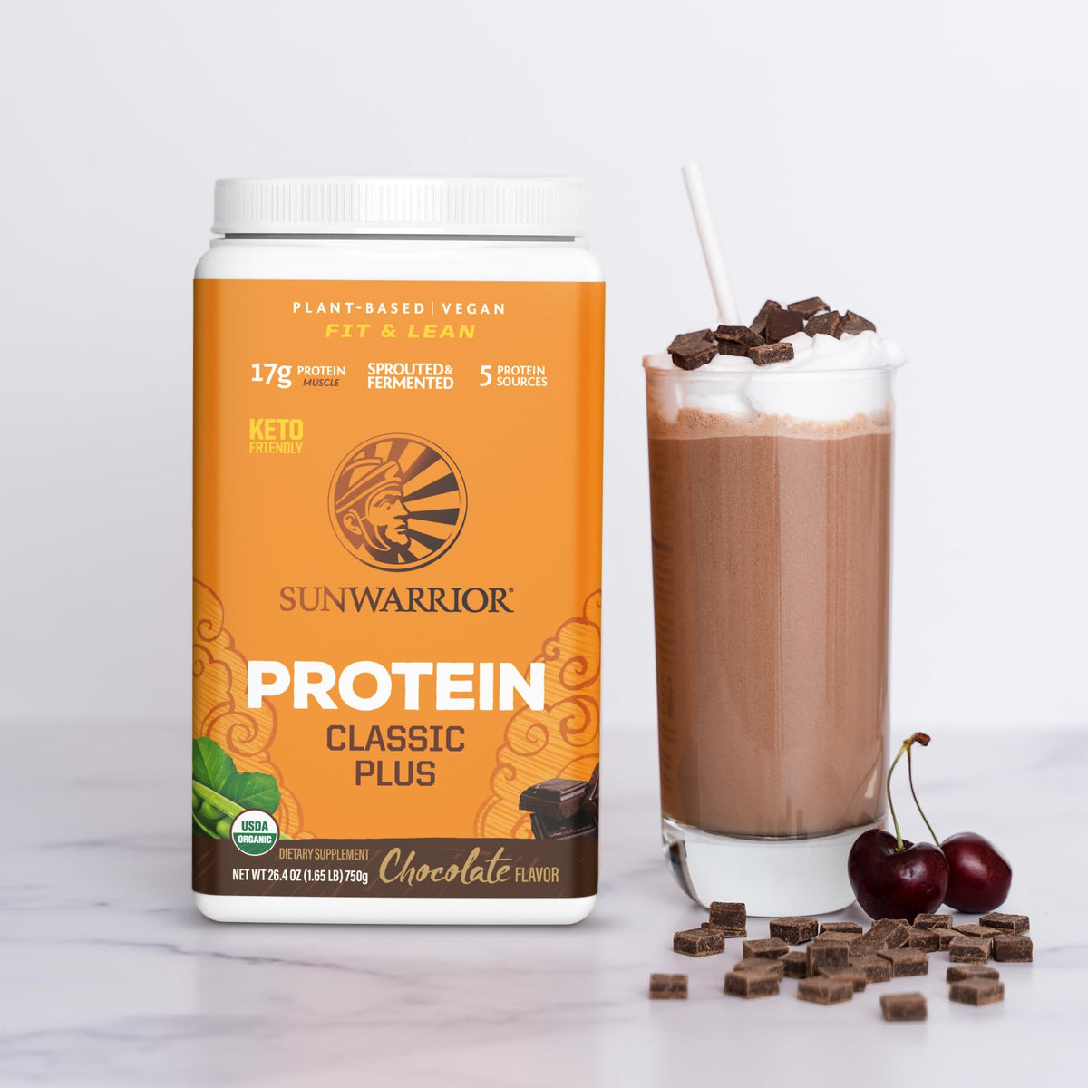 Sunwarrior Classic Plus Vegan Protein Powder Chocolate - 30 Servings - image 7