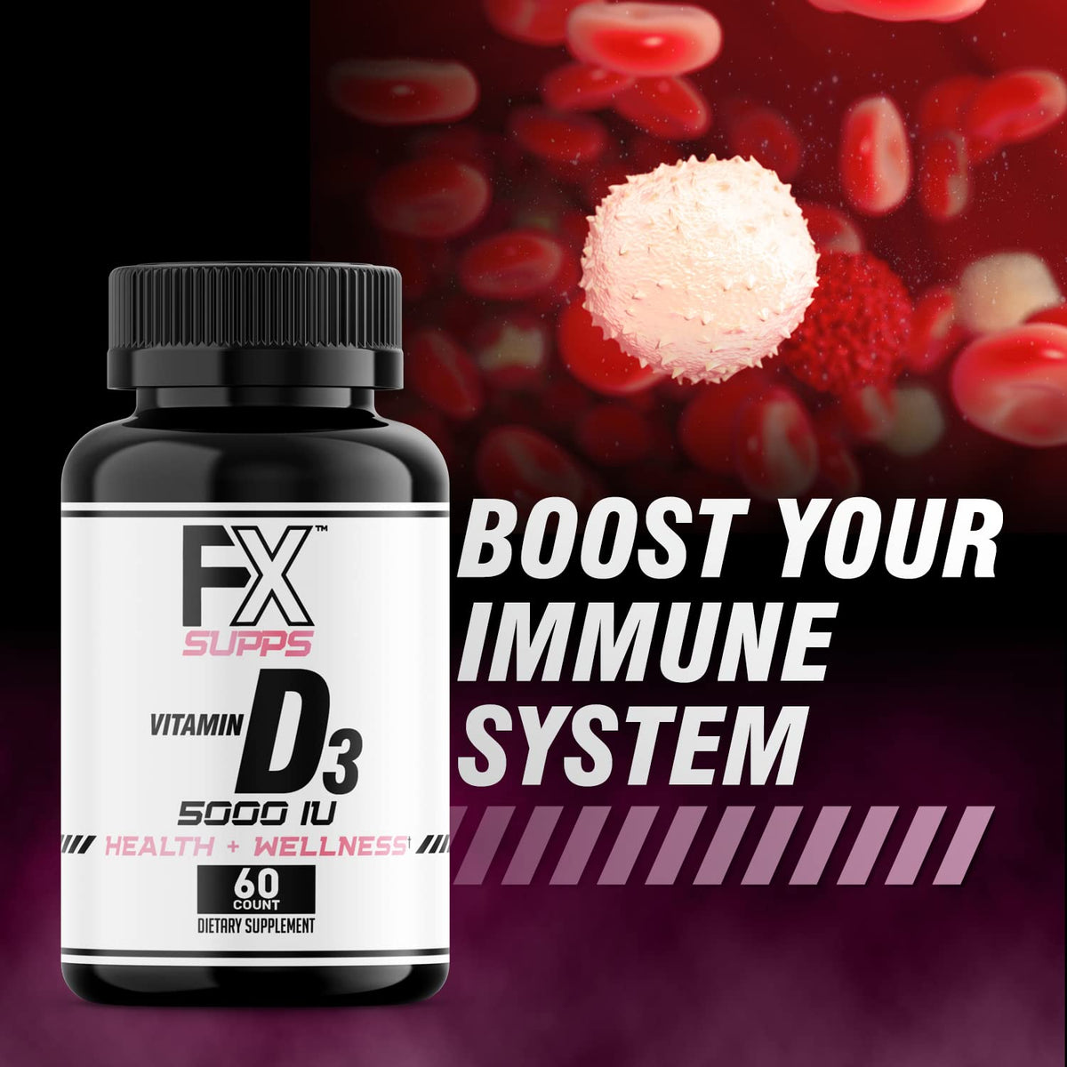 FXSUPPS Vitamin D3 5000 IU Bone & Heart Health - 60 Softgels - image 3